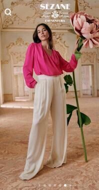 Sézane Abelia Faux Wrap Blouse Magenta Pink Size 38 US 6 EUC